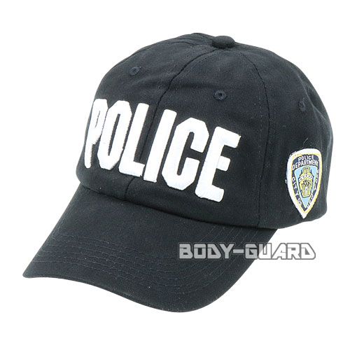N.Y.POLICEキャップ ブラック ロゴ(白字)