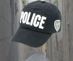 N.Y.POLICEキャップ　ブラック　ロゴ(白字)
