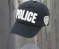 N.Y.POLICEキャップ　ブラック　ロゴ(白字)
